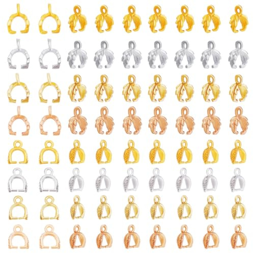 PH PandaHall 240 Stück 2 Stile Eispickel Klemmbügel Anhängerverschluss Schnappbügel 4 Farben Halsketten Klemmclip Für Die Herstellung von Halsketten Und Ohrringen