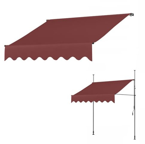 Generisch Einziehbare Klemmmarkise, Ersatzdach, einziehbare Klemmmarkise für Innenhöfe, Veranden und Fenster (Farbe: Rot, Größe: 98 Zoll/250 cm)