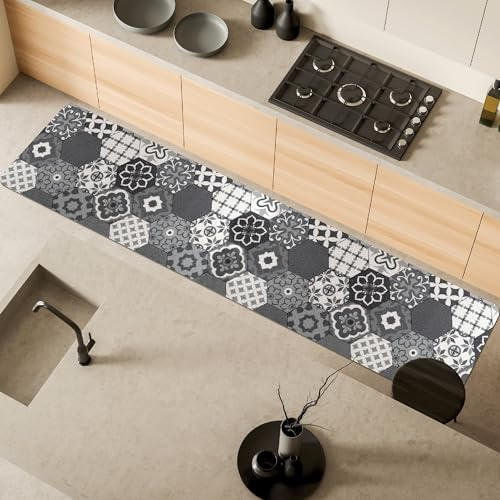 Comart - Tappeto Cucina Malaga - PVC Impermeabile - 55x270 cm Cementine