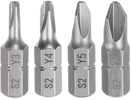 sourcing map 4pcs Y Shape Screwdriver Bits 1/4 Hex Shank S2 Steel Magnetic Y3/Y4/Y5/Y6 Head 1 Length Screw Driver Bits Electric Screw Driver Bit for Repair Work
