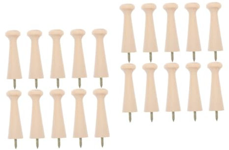 HAPINARY 20 Stück Kleiderhaken Aus Holz, Garderobenhaken Aus Holz, Holzhaken, Holzklammern Zum Aufhängen, Für Die Wand, Hutaufhänger, Holzwandhaken, Wandklammern, Holzknöpfe,