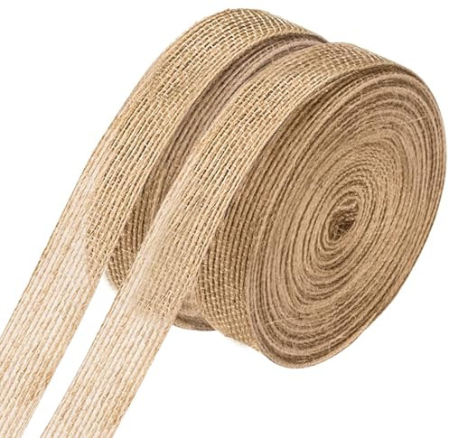 Juteband 2cm Breit 20m Burlap Band Vintage Sackleinen Geschenkband Deko Juteband Jahrgang für DIY Handwerk Dekoration 2 Rollen