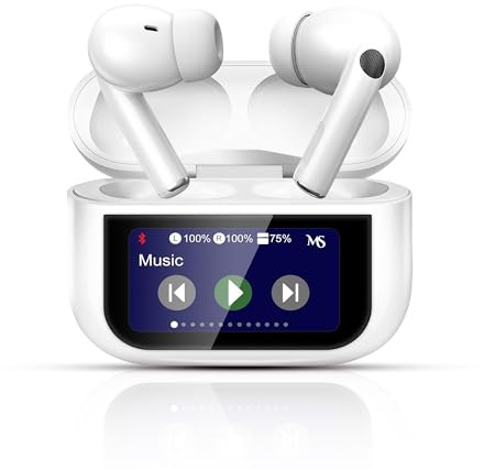 Market Stylez A9 Pro Touchscreen Bluetooth-Kopfhörer – Geräuschunterdrückung, Wiederaufladbar, Kabellos & Smart-Touch-Steuerung (Weiß)