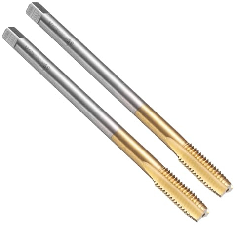 QUARKZMAN 2pcs Macho Roscar Flauta Recta, M10 x 1.5 130mm Extra Largo Métrico Recubierto Titanio Herramienta Roscado para Máquinas Fresado Roscas, Acero Rápido 6542 (HSS 6542)