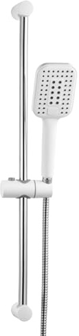 OFFO Colonne de Douche sans Mitigeur Barre Douche en Acier Inoxydable de 70 cm avec Flexible de 1.6 m Pommeau de Douche (3 Modes 120 mm) et Support Ensemble de Douche pour Salle de Bain Blanc