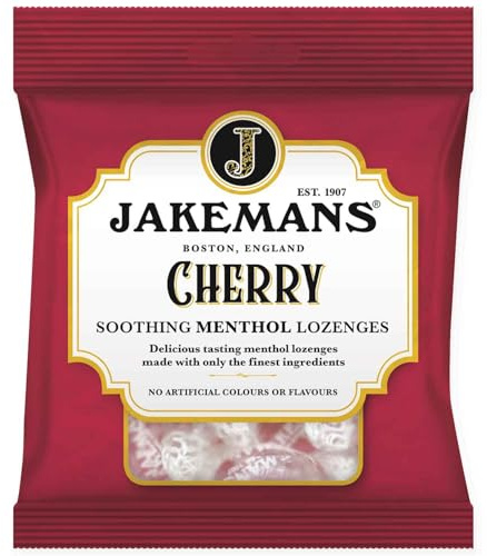 Cherry Soothing Menthol Lozenges - Pastilles onctueuses à la cerise, parfaites pour le confort de la gorge et un goût sucré - Compatible avec Jakemans - 73 g