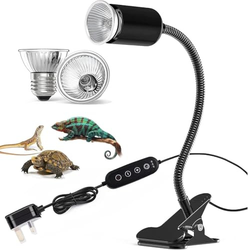 Eyeleaf Tortoise Heat Lamp,25W/75W UVA+UVB,2 Bulb Reptile Heat Lamp with Brightness/Heat Control,Flexible HolderTortoise Light for Snake Lizards Terrarium Amphibian