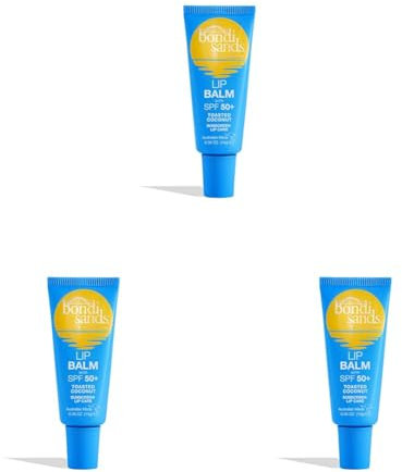 Bondi Sands LSF 50+ Lippenpflege – Feuchtigkeitsspendender Lip Balm mit Kokosöl & Vitamin E, Breitband-Sonnenschutz UVA & UVB, 10g (Packung mit 3)