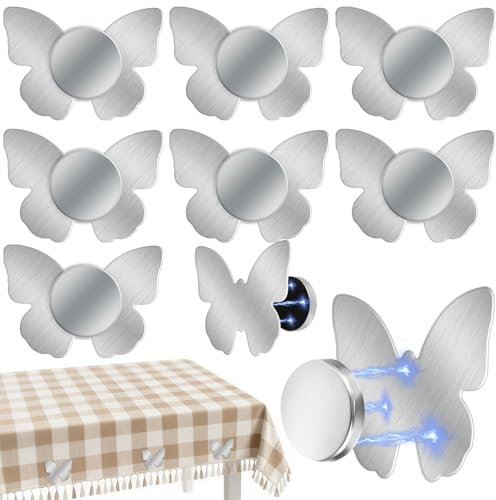 Muyohix Magnetici della Tovaglia, 8 Pezzi Pesi della Tovaglia in Acciaio Inox Extra Pesante, Pesi per Tovaglie per Giardino, Balcone, Terrazza, Matrimonio, Campeggio - Farfalla