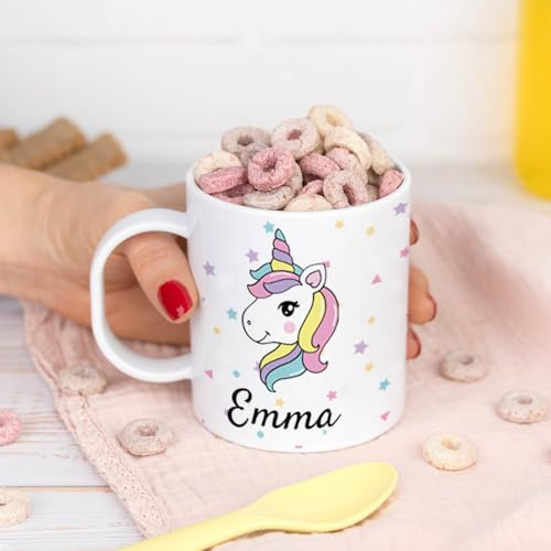 Wanapix | Unzerbrechliche Plastiktasse mit Namen für Kinder | personalisiert Trinkbecher | Unzerbrechliche Tasse | Schule - Kindergarten | BPA freier | 325 ml | Unicorn Girl