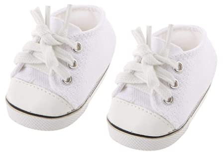 Sanfiyya Puppenschuhe, Mini White Canvas Sneaker, kleine ungezwungene Skateboardschuhe, Zehenkappe Accessoire für 18 Puppen