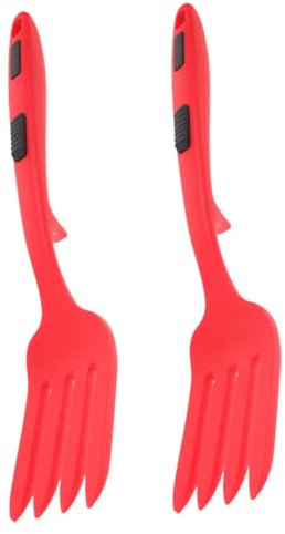 Tenedor para Pasta de Silicona Rojo, 2 Piezas, Antiadherente