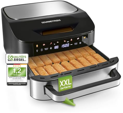 GOURMETmaxx AirGenius Heißluftfritteuse - 7 L Airfryer | Fritteuse mit XXL-Garfläche & 10 Programmen | Minibackofen - fettarm frittieren für max. 8 Personen | Heißluftfritteuse mit Farbdisplay