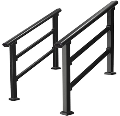 Set di 2 ringhiere resistenti per scale, ponti e rampe in cemento, 60 cm, colore: marrone, soluzione di sicurezza durevole per portico interno/esterno