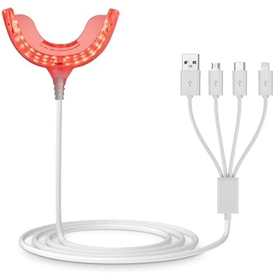 FUREIN SMILE Rött ljusterapi för tandkött, lindring vid tandvärk, 32 LED periodontalljus, med adaptrar för USB/C iPhone och Android från (vit)