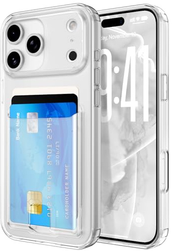 ZCDAYE Hülle für iPhone 17 Pro mit Kartenfach, Weiche Klare Hülle Transparente Handyhülle Praktische Schutzhülle für iPhone 17 Pro (6.3 inches, Transparent