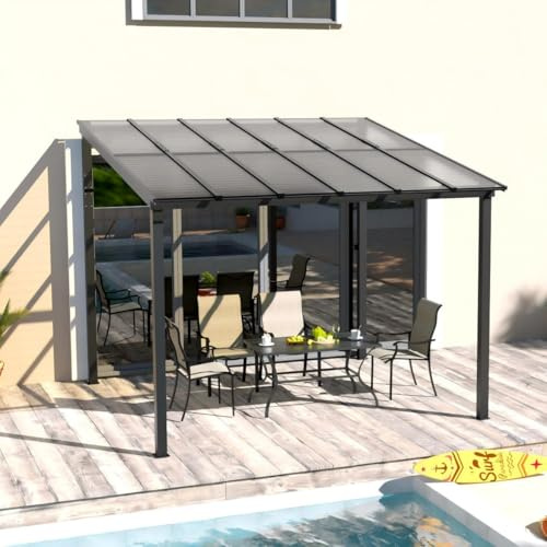 UDPATIO Terrassenüberdachung Borneo 3x3 m mit 6mm Doppelstegplatten aus Polykarbonat Stabilem Stahlrahmen und UV-Polycarbonat Dach für Garten, Terrasse, Schwarz