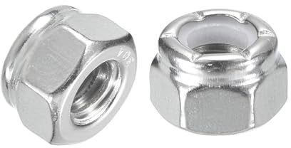 QUARKZMAN 50Pcs Dadi Esagonali Autobloccanti Con Inserti In Nylon 1/4-20, Acciaio Inox 316 Dadi Autobloccanti Con Inserti In Nylon Per Fissaggi Industriali e Edili, Colore Argento&Bianco