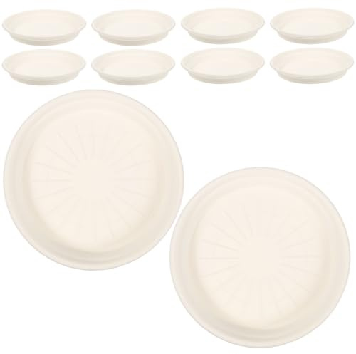DIYEAH 10 Piezas de Bandejas para Macetas Redondas de Plástico Color Marfil Platillos de Goteo Resistentes para Plantas Bandejas Base Tamaño Ideales para Jardinería y Decoración