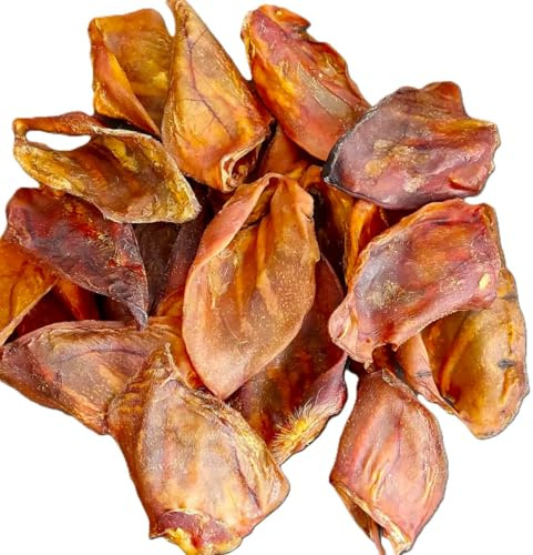Natural Pig Ears for Dogs – Extra Large, Extra Chunky, Long-Lasting Dental Chews – 10 Pack