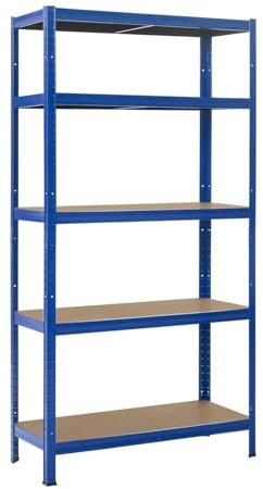 CROWNSHOP Garage Shelving Units 5 Tier Heavy Duty Metal Shelving Unit, Boltless Storage Shelves for Garage, Shed, Warehouse, Workshop & Office (5 Tier Blue, 70 x 30 x 150CM)
