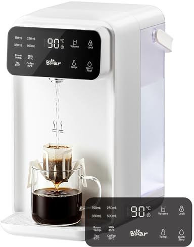 Bear Instant Hot Water Dispenser, 3s Fast Heating Water Boiler, 3L Large Capacity, 10 Temp Levels for Tea, Coffee & Baby Formula, Energy Saving, Smart LED Display, Child Lock, BPA-Free