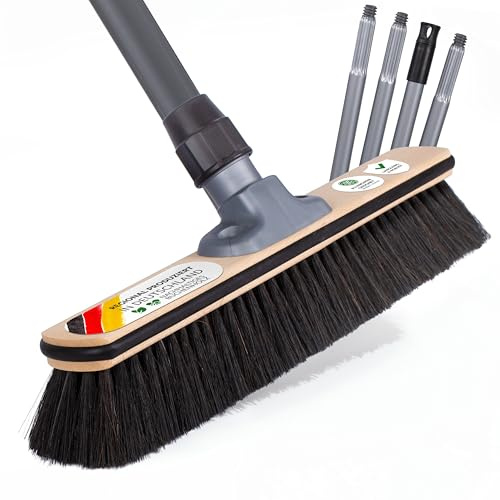 ORGAFLIX Premium kvast med handtag 40 cm, sopborste med kantskydd för hem och kök, kvasthuvud med kvalitetsblandning, universell gänga 24–28 mm, rumkvast tillverkad i Tyskland, kvasthandtag tillverkad
