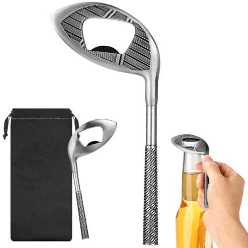 Driver Golf Club Bottle Opener, Downward-Opening Golf Driver Beer Opener, Bar Shelf Tools, Parties or Barbecues Gadgets, Golf Gifts for Golfer, Novelty Birthday Xmas Gifts for Men Women, Dark Silver