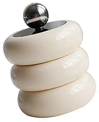ANGGREK Soporte Qtip de Estilo Nórdico Contenedor de Hisopo de Algodón de Resina con Tapa Cubierta Acrílica Bola de Acero Inoxidable Recargable a Prueba de Polvo Fácil de Limpiar para Escritorio de