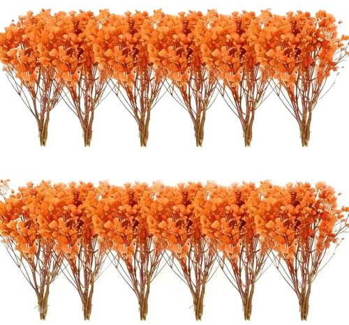 EAVUYIS Gypsophila Essiccata Arancione 50 Pezzi, Fiori Secchi Decorativi da 15,6 cm, Nebbiolina Naturale per Resina, Candele, Bomboniere FAI da Te, Scrapbooking e Decorazioni Casa