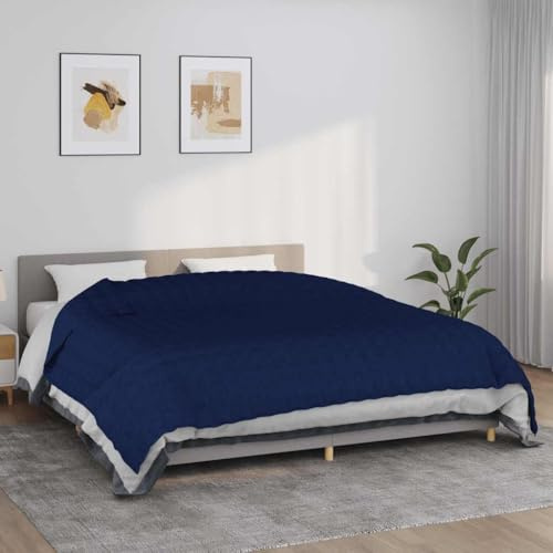 Ziaphsol Manta pesada azul de 235 x 290 cm, 11 kg, tejido 100% algodón con perlas de vidrio, edredón acolchado como manta para dormir, manta, colcha, cubresofá y manta para dormitorio