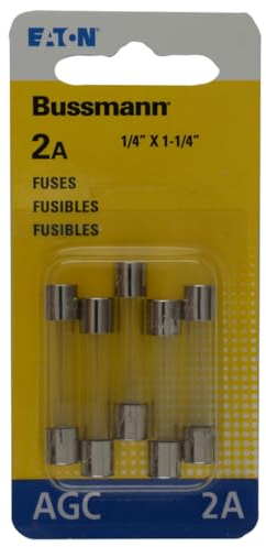 Bussmann AGC-2-R AGC Series Fuse, Fast Acting, 2 Amp, 250V, Glass Tube, 1/4 x 1-1/4, Rohs Compliant (Pack of 5)