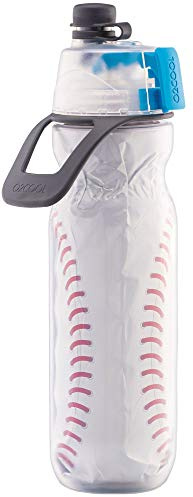 O2COOL Mist 'N Sip Water Bottle Insulated Squeeze Bottle-20 oz, 20 Ounce, Baseball