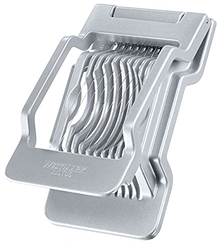 Westmark Cortador de huevos para rebanadas redondas y ovaladas, Alambres de corte tensados ​​individualmente de acero inoxidable, Aluminio/acero inoxidable, Justus, Gris, 10402260
