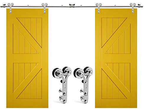 12FT/365cm Edelstahl Schiebetüren Aus Holz Schiebetür Barn Closet Hardware-Set für Holztür, Schiebetürsystem für Schiebetüren, Innentüren