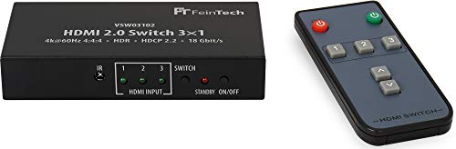 FeinTech VSW03102 HDMI Switch 3 In 1 Out | 4K 60Hz | Auto-Switching