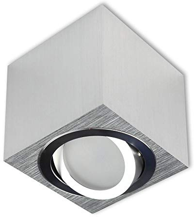 LED Aufbauleuchte eckig Edelstahl gebürstet 1,2 Watt warmweiß GU10 230V - 82x80x80mm Aufbaustrahler Downlight Spot Deckenlampe Loft Aufbauleuchte Aufbau-Spot Decken-Strahler