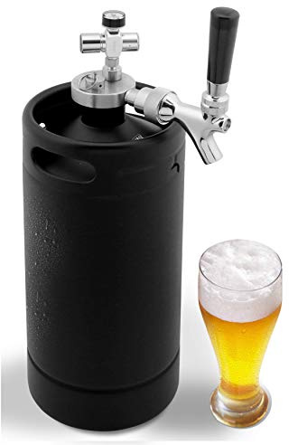 NutriChef Pressurized Growler Tap System, 128oz Powder Coated Mini Keg Dispenser Portable Kegerator Kit, Co2 Pressure Regulator Keeps Carbonation for Craft Beer, Draft and Homebrew