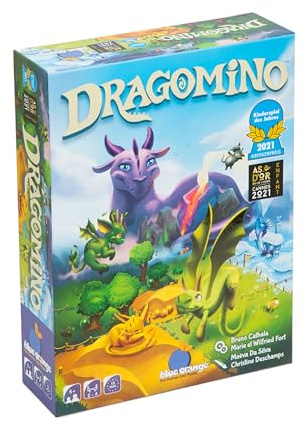Blue Orange - Dragomino - Meilleur Jeu de l'année Enfant - Stratégie et Réflexion -Jeu de Domino - Idéal pour s'Amuser avec des Enfants - Chasseur de Dragons - De 2 à 4 Joueurs - A Partir de 5 Ans