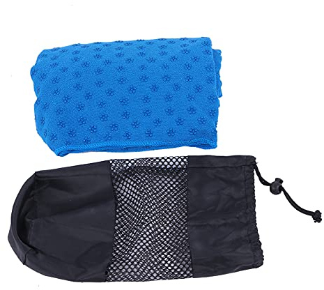 EVTSCAN Asciugamano per Tappetino da Yoga, 185 cm x 63 cm Asciugamano per Tappetino da Yoga Antiscivolo Asciugamano per Tappetino da Ginnastica Assorbente per Il Sudore dello Yoga(Blu)