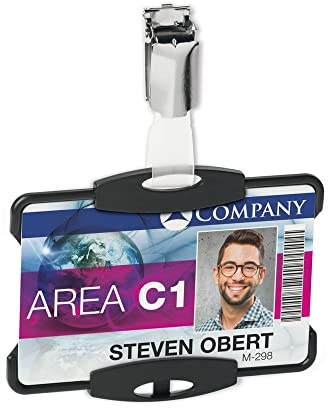 Durable 898801 Ausweishalter ECO für 1 Karte, Blauer Engel zertifiziert, Packung à 10 Stück, schwarz | Halter in offener Ausführung, für Hoch- oder Querformat, kombinierbar mit Clip, Textilband oder Jojo