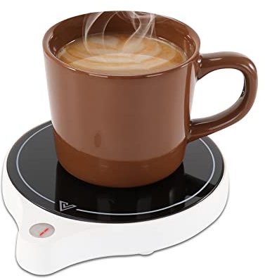 Kaffeebecher-Wärmer für Schreibtisch (bis zu 100 °F), 5 Temperaturstufen & 8 Stunden automatische Abschaltung, heiße Schokolade usw. (ohne Tasse) (RD01, W) Weiß)