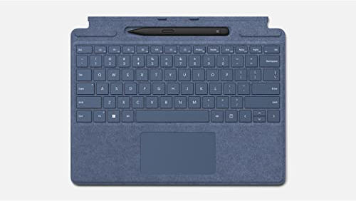 Microsoft Surface Signature Keyboard Blau Saphir + Eingabestift Surface Slim Pen 2, kompatibel mit Surface Pro 8, Pro 9 und Pro X (AZERTY-Tastatur)