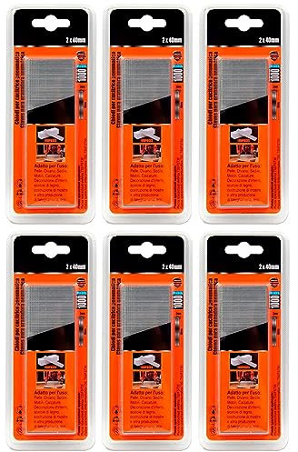 Tradineur - Pack de 6 blisters de 1000 Clavos para grapadoras neumáticas - Fabricado en hierro - Clavos de 2 x 40 mm