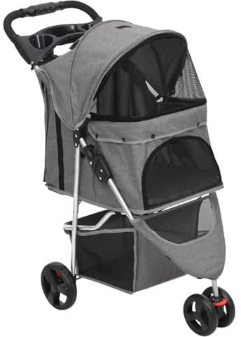 Hundewagen Faltbar Grau 80x46x98 cm Oxford-Gewebe, ZEYUAN Hundebuggy, Katzen Kinderwagen, Bollerwagen Hund, Katzen Wagen 172197