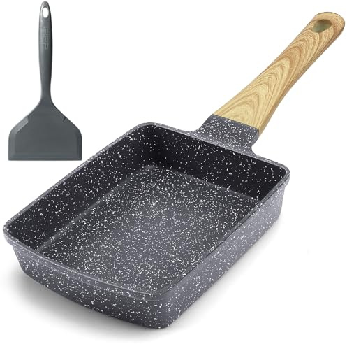GiPP Tamagoyaki Egg Pan - 5 x 7 Japanese Omelette Pans, Non Stick Frying Pan with Heat-Resistant Handle, Healthy Grey Granite Cookware, Compatible with All Stovetops, PFOS PFOA Free