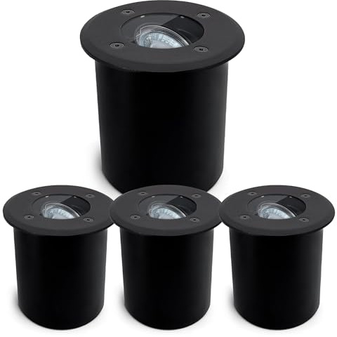 SSC-LUXon JUAVI spot encastrable rond extérieur IP67 orientable et carrossable GU10 en noir mat - Éclairage de sol 230 V pour jardin, terrasse et allées