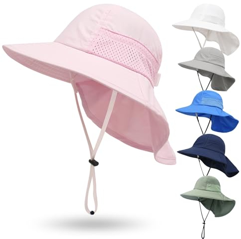 QIYIENDIAN Baby Toddler Sun Hat UPF 50+ Ajustable Protección Solar Bucket Sombreros Gorra para Niños Niños Niñas(Pink,6-24M)