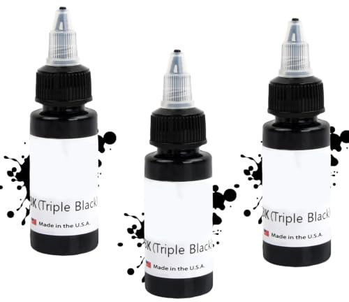 Elitecran 3 Stück Schwarz Tattoo Tinten, 1oz/30ml Premium Tattoo Tinte