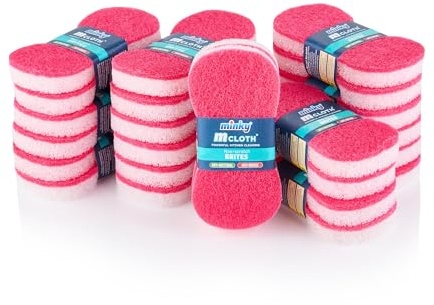 Minky Brites, 24 Pack, Non-Scratch, Anti-Bacterial and Anti-Grease Washing Up Sponge, Cleaning Products, Kitchen Sponge, Scourers, Pink